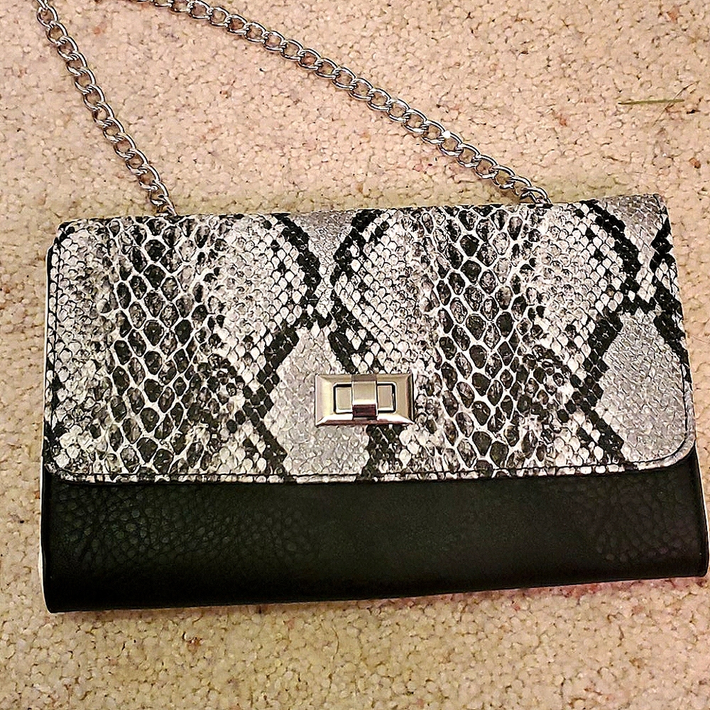 Charming Charlie Python Snakeskin Clutch Purse